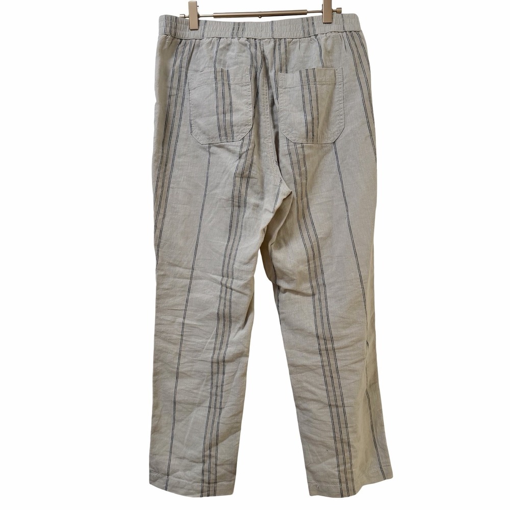 Anthropologie Seashore Stripe Linen Blend Pants Size SP Neutral Preppy Beachy - Picture 3 of 8